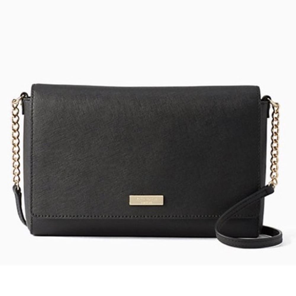 KATE SPADE black saffiano leather Tilden Place Alek crossbody purse